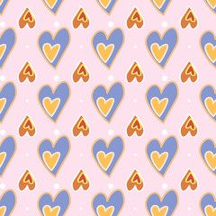 Seamless pattern. Love print. Decorative pattern with hand drawn hearts.
