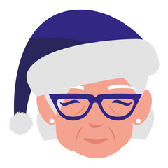 cute grandmother head with winter hat