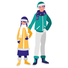 father and daughter with winter clothes