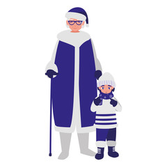 cute grandmother and grandson with winter clothes