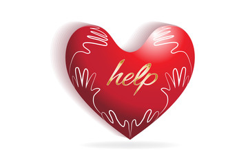 Charity heart helping hands logo vector image
