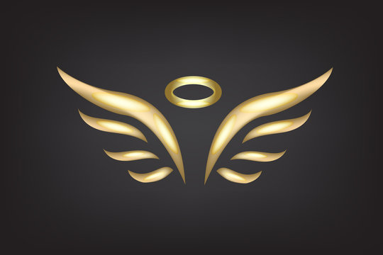 Gold angel logo icon vector