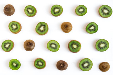 Kiwi sliced pattern. Fresh and ripe kiwi slices. Healthy food. Healthy fruits