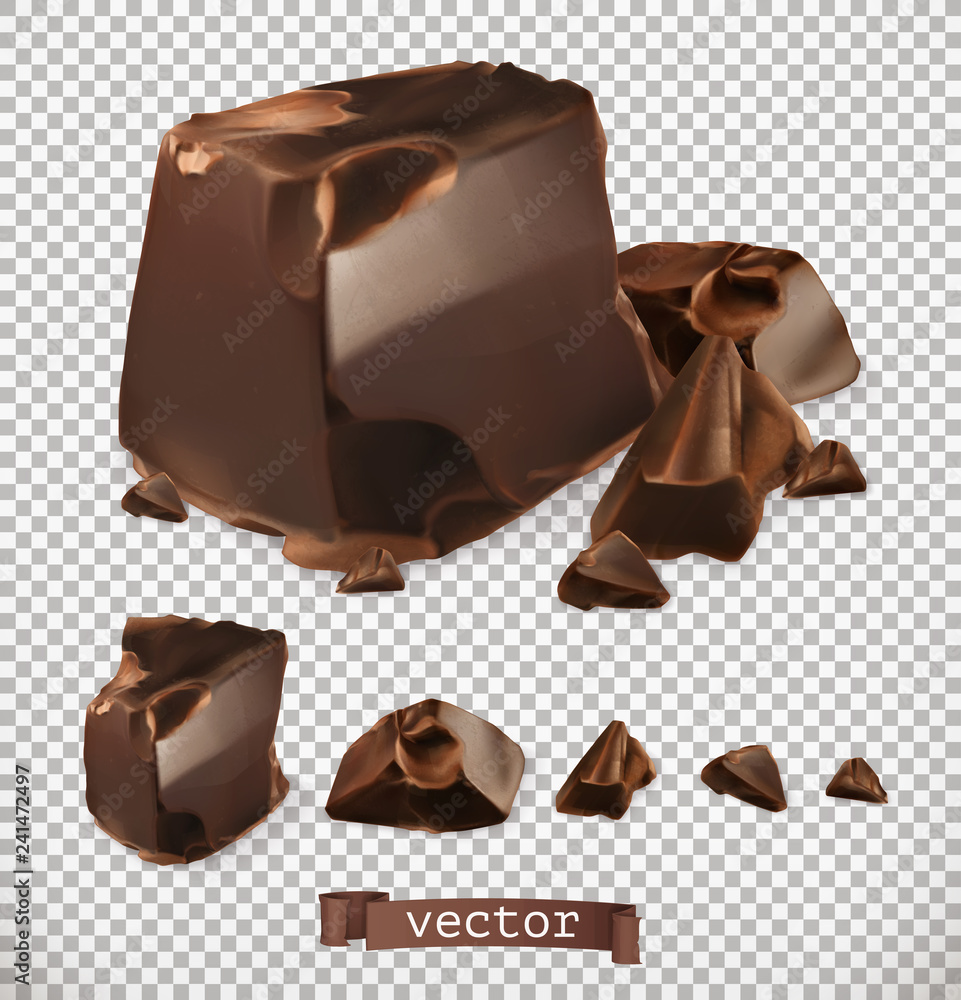 Wall mural chocolate pieces, 3d vector set