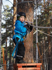 Little boy mountaineering