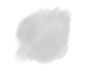 Watercolor spot on white. Digital aquarelle blotch on isolated background. Light blur stain. Hand drawn backdrop for design and work. Black and white illustration