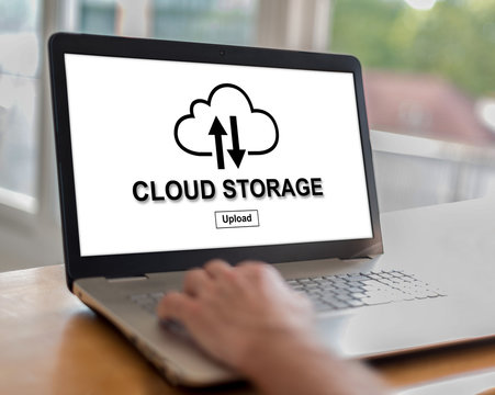Cloud storage concept on a laptop