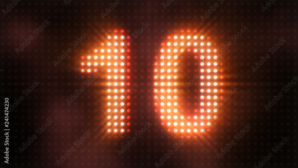 Poster countdown lights counter floodlight led timer from 10 3d illustration