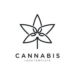 cannabis hemp marijuana leaf geometric outline line art Logo design inspiration