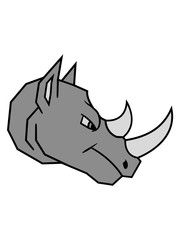 nashorn horn rhino dickhäuter einhorn böse comic cartoon clipart logo design