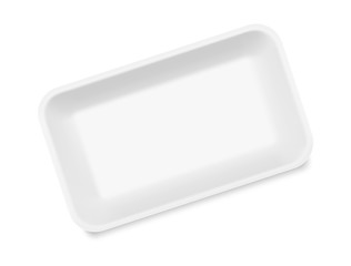 Realistic mockup of blank tray. Vector illustration isolated on white background. Easy to use for presentation your idea, product, fish, meat, semi-finished or ready-made food. EPS10.
