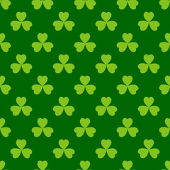 Green clover leaves seamless pattern