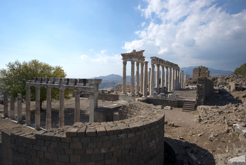 BERGAMA, TURKEY - OCTOBER 23, 2016 : Acropolis of Bergama (Pergamon) 