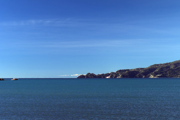 Fototapeta na wymiar promontory of Portofino,italy,horizon,seascape,europe,view,coast,panorama,sea,coastline,nature,