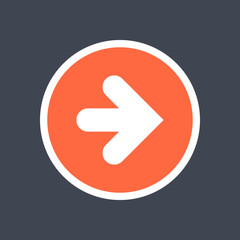 Arrow sign in a round icon. Web button created in flat style. The design graphic element is saved as a vector illustration in the EPS file format.