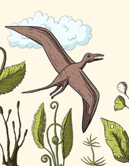 Pteranodon Dinosaur in its habitat. © trihubova