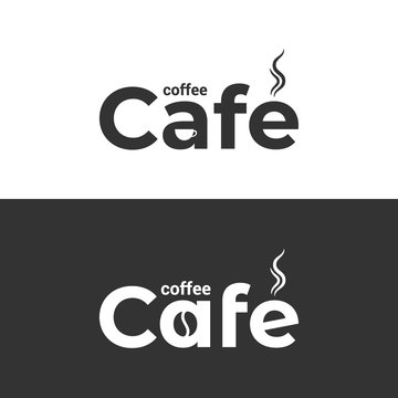 Fototapeta Coffee cafe logo. Coffee cup and bean label on black and white background