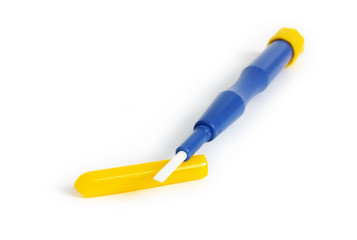 Non-conducting, non-metallic and non-magnetic ceramic screwdriver for trimmers on white background