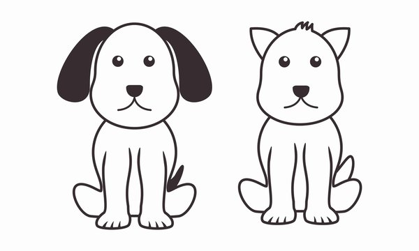 Dog vector illustration with black and white color  on isolated background 