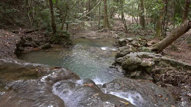 Sa Nang Manora Waterfall in Phang Nga Province, Thailand, 4k