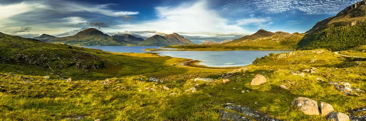 Papier Peint photo Couleur miel Scenic Coastal Landscape With Remote Village Around Loch Torridon And Loch Shieldaig In Scotland