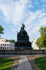 Fototapeta na wymiar Monument to the Thousand Years of Russia and Saint Sophia Cathedral.Veliky Novgorod,Russia.Novgorod Kremlin. Great Novgorod