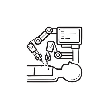 Robotic surgery hand drawn outline doodle icon