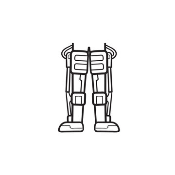 Mechanical robot legs of android hand drawn outline doodle icon