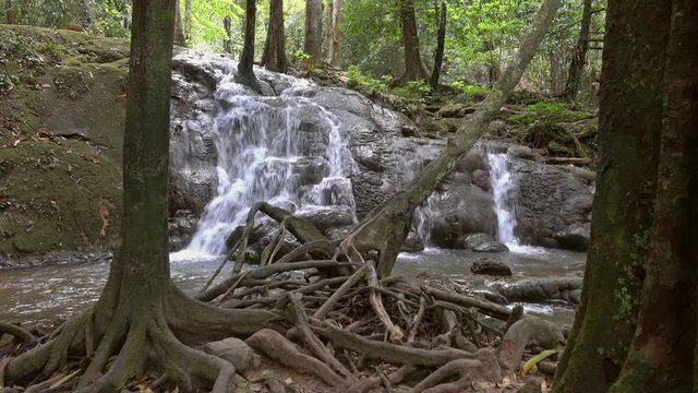 Sa Nang Manora Waterfall in Phang Nga Province, Thailand, 4k