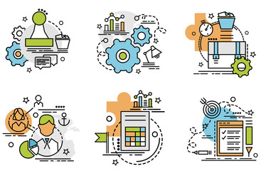 Flat colorful design concept for Audit. Infographic idea of making creative products. Colorful icons for website, mobile, app design and print..