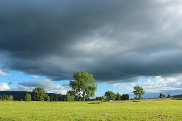 Fototapeta premium Dark clouds over farm