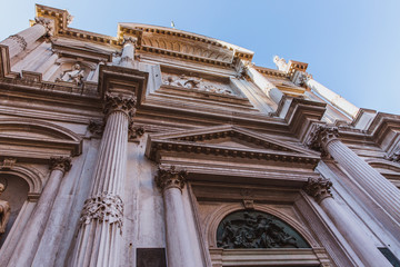 Upper tier of the Scuola Grande di San Marco in Venice, Italy, designed by Pietro Lombardo with white marble statues and details by Mauro Codossi