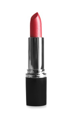 Bright lipstick on white background. Professional makeup product