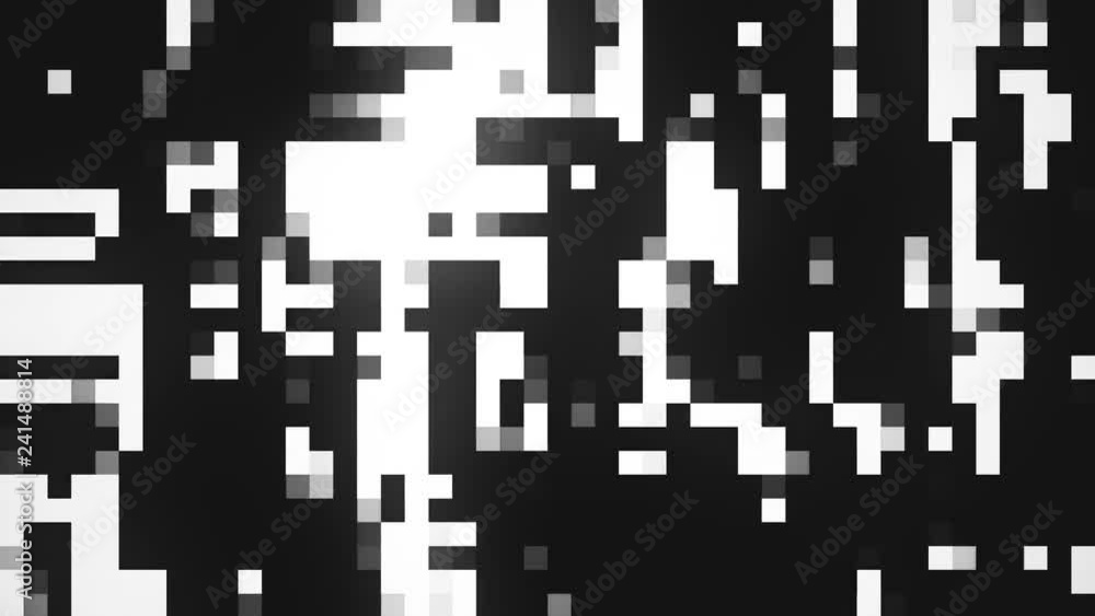 Poster pixels flowing seamless loop black white abstract background