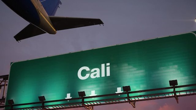 Airplane Take off Cali during a wonderful sunrise