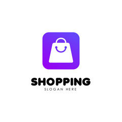 shopping logo design template. shopping bag icon design