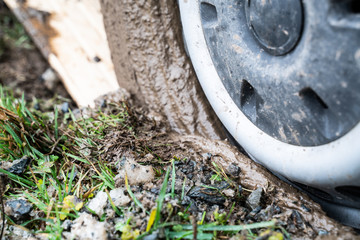 buried car in mud