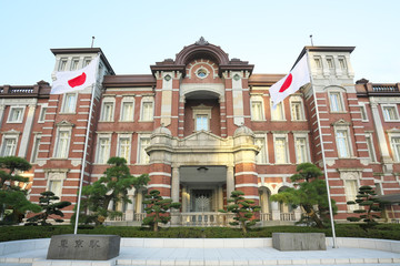 Tokyo,Japan-January 2, 2019: Facade or central entrance of JR Tokyo station in Tokyo
