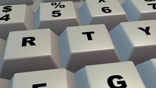 Computer keyboard , keys . Clean surface. Extreme close up, macro view. Camera zoom out. 3d animation