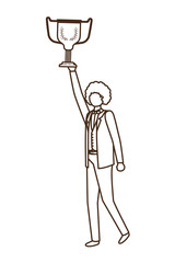 businessman with trophy avatar character
