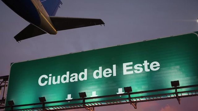 Airplane Take off Ciudad del Este during a wonderful sunrise