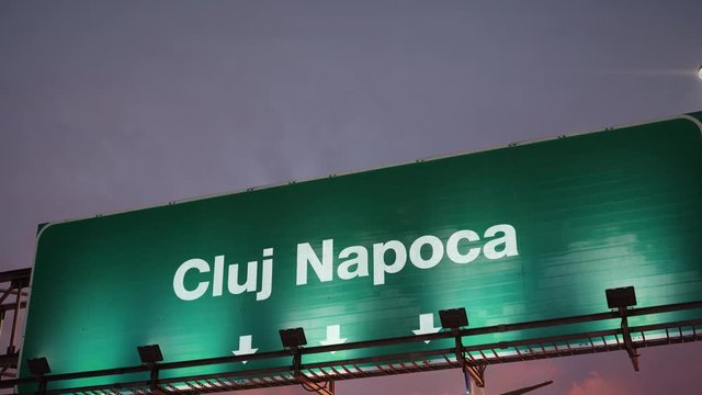 Airplane Landing Cluj Napoca during a wonderful sunrise