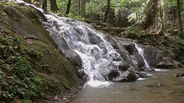 Sa Nang Manora Waterfall in Phang Nga Province, Thailand, 4k