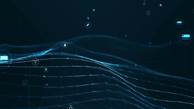 Abstract plexus geometrical shapes.Connection and web concept.digital,communication and technology network background with moving lines and dots and float particles icon digits network.