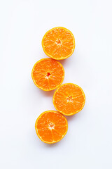 Orange fruits on a white background.