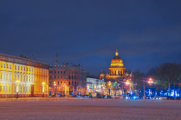 Petersburg is decorated for the new year. New Year tree on the palace square in St. Petersburg. New Year. Russia.