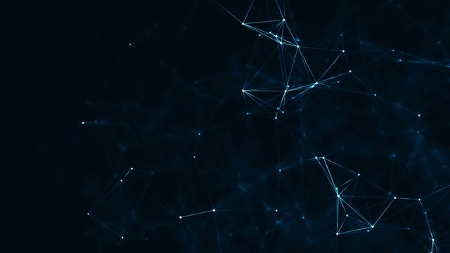Abstract plexus geometrical shapes.Connection and web concept.digital,communication and technology network background with moving lines and dots. Animation of seamless loop.4k