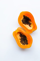 Papaya fruit on a white background.