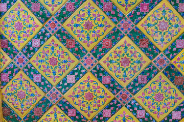 Thai Chinese colourful wall pattern flowers