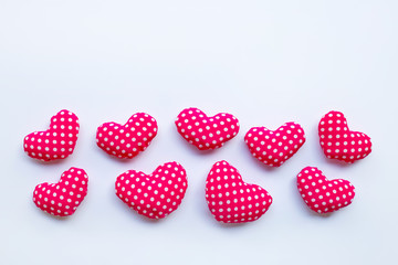 Valentine's hearts on white. Copy space